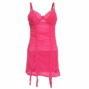 🔥 JUST SEXY LINGERIE Elegant Pink Lace Trim Chemise